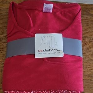Liz Claiborne Red Three-Piece Sleep Set